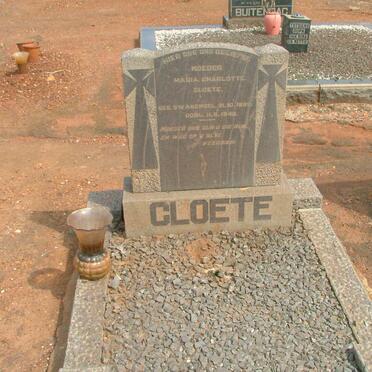 CLOETE  Maria Charlotte nee SWANEPOEL 1882-1948