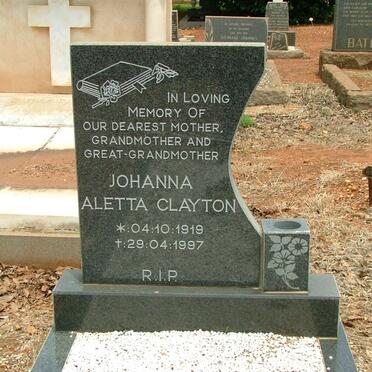 CLAYTON Johanna Aletta 1919-1997