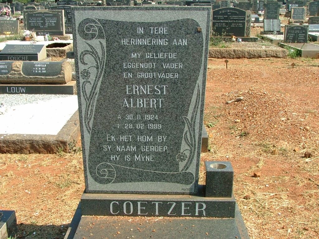 COETZER Ernest Albert 1924-1989