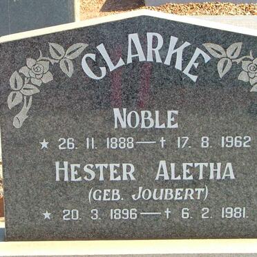 CLARKE Noble 1888-1962 &amp; Hester Aletha JOUBERT 1896-1981