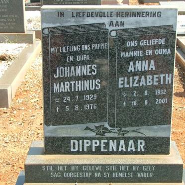DIPPENAAR Johannes Marthinus 1929-1976 &amp; Anna Elizabeth 1932-2001