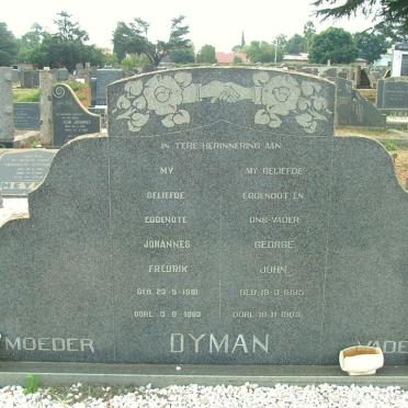 DYMAN George John 1896-1963 &amp; Johannes Frederik 1901-1983 