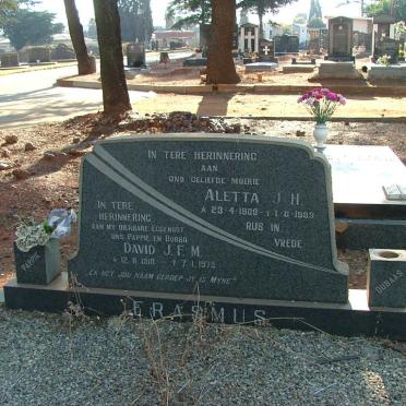 ERASMUS David J.F.M. 1918-1979 &amp; Aletta J.H. 1909-1983