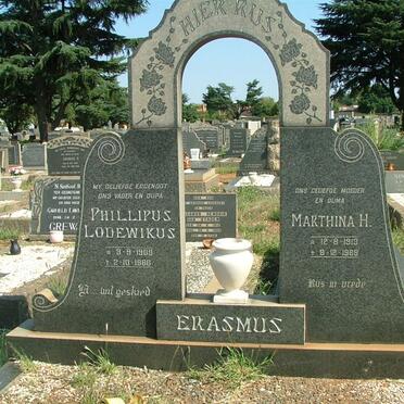 ERASMUS Phillipus Lodewikus 1909-1966 &amp; Marthina H. 1913-1969