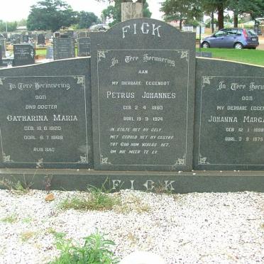 FICK Petrus Johannes 1893-1974 &amp; Johanna Margaret 1898-1975 :: FICK Catharina Maria 1920-1963