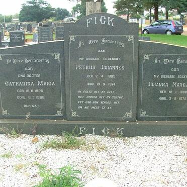 FICK Petrus Johannes 1893-1974 &amp; Johanna Margaret 1898-1975 :: FICK Catharina Maria 1920-1963
