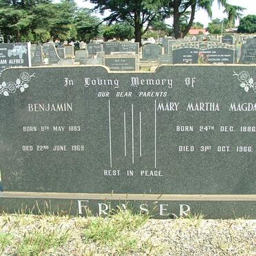 FRASER Benjamin 1883-1969 &amp; Mary Martha Magdalena 1886-1966