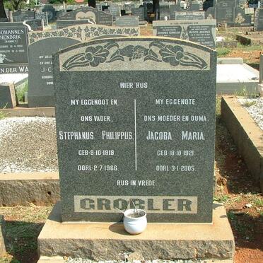 GROBLER Stephanus Philippus 1919-1966 &amp; Jacoba Maria 1921-2005