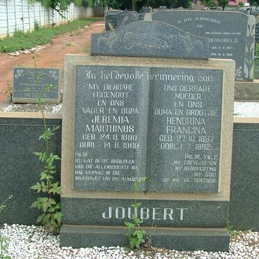 JOUBERT Jeremia Marthinus 1890-1969 &amp; Hendrina Francina 1897-1982