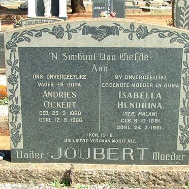 JOUBERT Andries Ockert 1880-1966 &amp; Isabella Hendrina MALAN 1881-1961