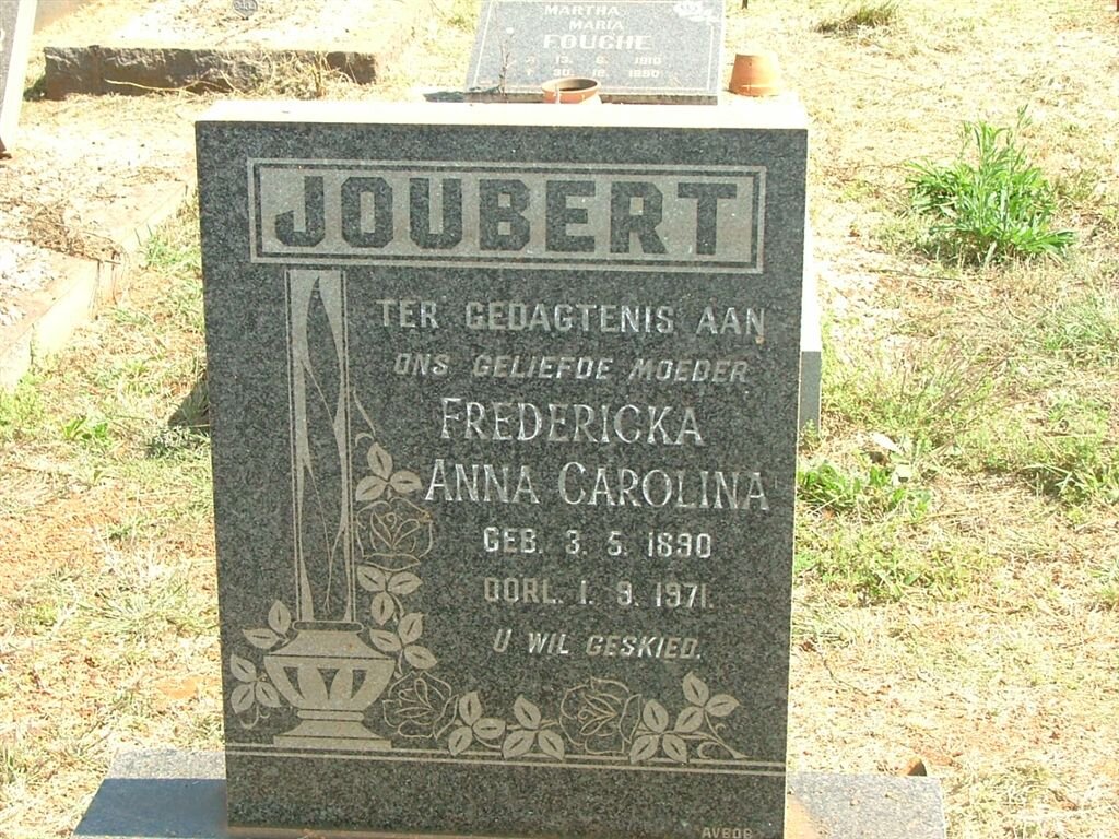 JOUBERT Fredericka Anna Carolina 1890-1971