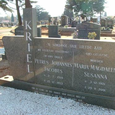 KRIEL Petrus Johannes Jacobus 1914-1972 &amp; Maria Magdalena Susanna 1921-2001