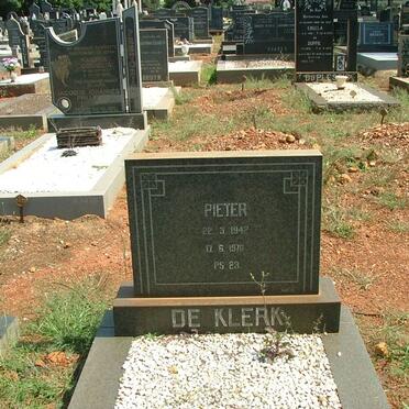 KLERK Pieter, de 1942-1976