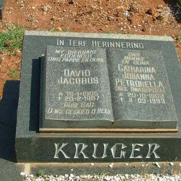 KRUGER David Jacobus 1905-1967 &amp; Catharina Johanna Petronella SWANEPOEL 1903-1993