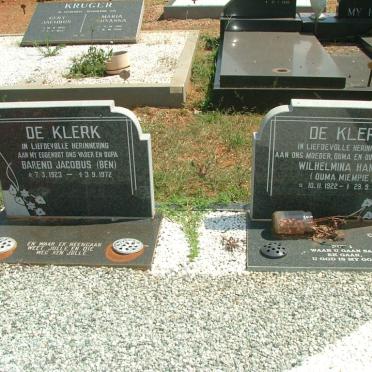 KLERK  Barend Jacobus, de 1923-1972 &amp; Wilhelmina Hanzina 1922-2006