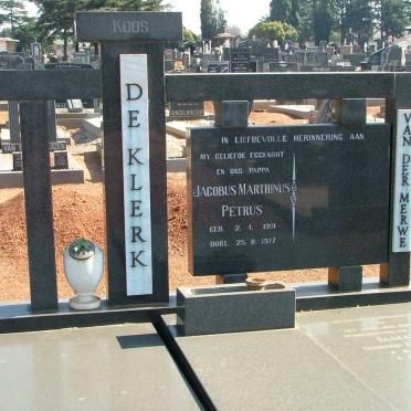 KLERK Jacobus Marthinus Petrus,  de 1931-1977