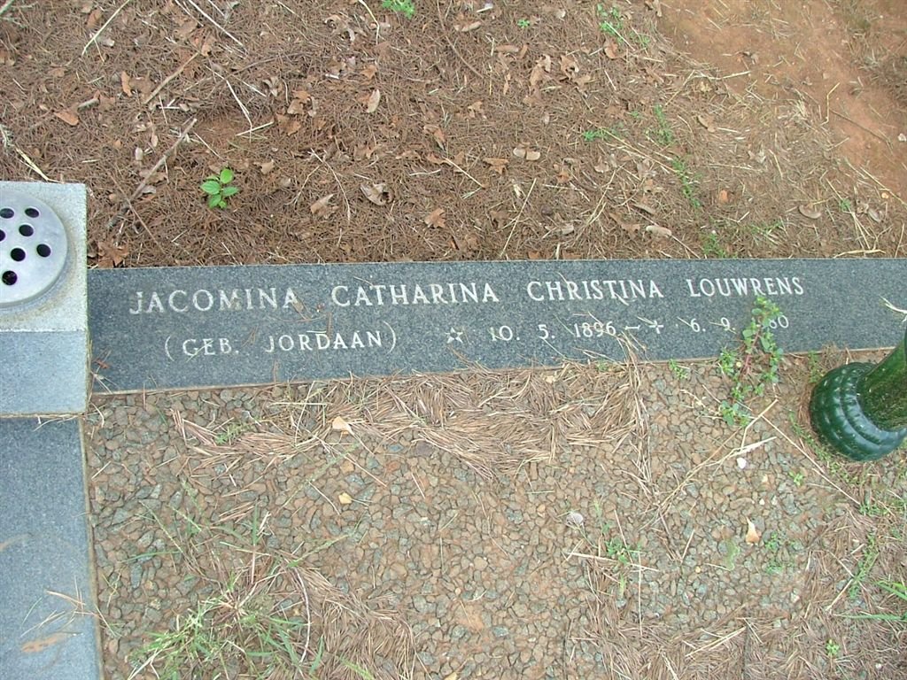 LOUWRENS Jacomina Catharina Christina nee JORDAAN 1996-1980