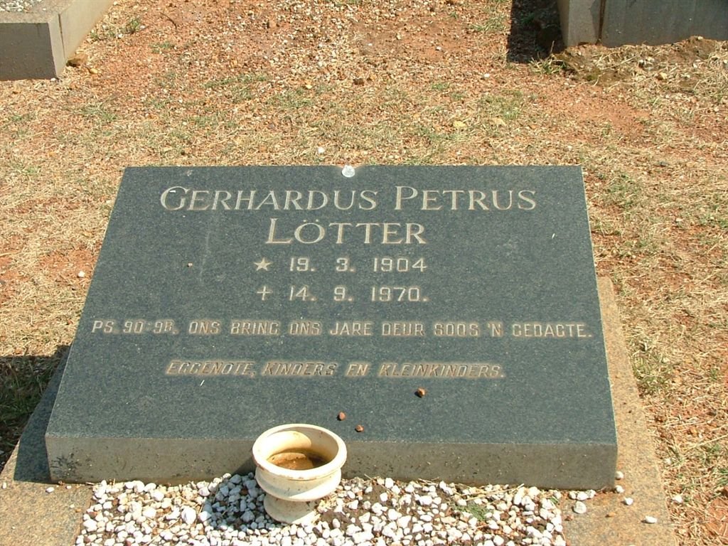 LÖTTER Gerhardus Petrus 1904-1970