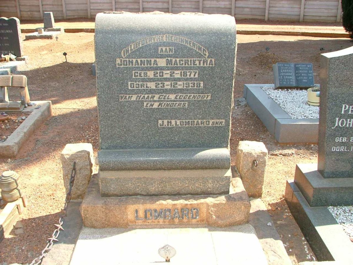 LOMBARD Johanna Magrietha 1877-1938