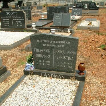 LANDMAN Frederick Johannes 1928-1991 &amp; Gesina Anna Christina 1925-1991