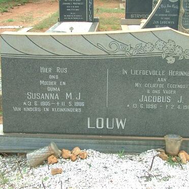 LOUW Jacobus J. 1896-1965 &amp; Susanna M.J. 1905-1986