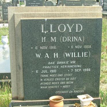 LLOYD W.A.H. 1910-1986 &amp; H.M. 1916-1968