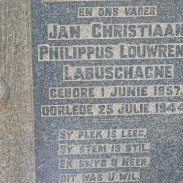LABUSCHAGNE Jan Christiaan Philippus Lourens 1857-1944