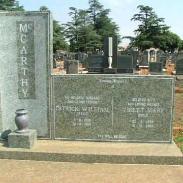 McCARTHY Patrick William 1939-1983 &amp; Violet Mary 1909-2006