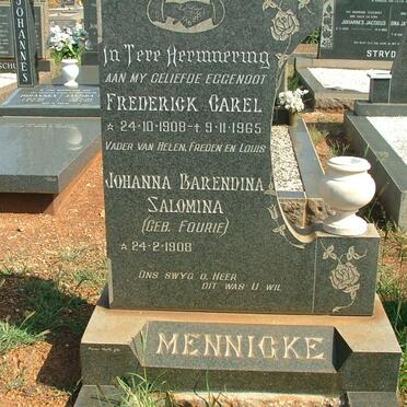 MENNIGKE Frederick Carel 1908-1965 &amp; Johanna Barendina Salomina FOURIE 1908-