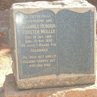 MULLER Johannes Hendrik Vorster 1918-1938