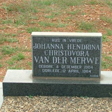 MERWE Johanna Hendrina Christovora, van der 1904-1964