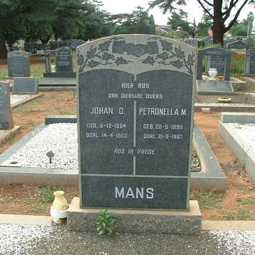MANS Johan C. 1894-1963 &amp; Petronella M. 1896-1967