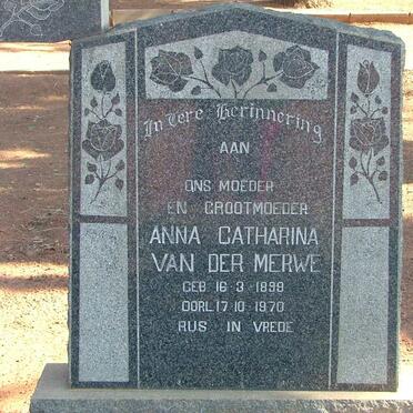 MERWE Anna Catharina, van der 1899-1970