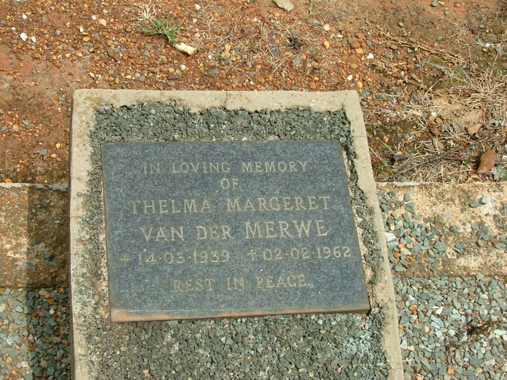 MERWE Thelma Margeret, van der 1939-1962