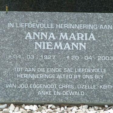 NIEMANN Anna Maria 1927-2003
