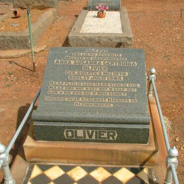 OLIVIER  Anna Susanna Gertruida nee ZWARTS 1870-1948