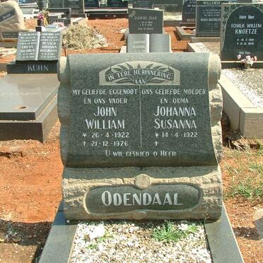 ODENDAAL John William 1922-1976 &amp; Johanna Susanna 1922-
