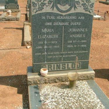 PRINSLOO Johannes Andries 1869-1956 &amp; Maria Elizabeth 1872-1959