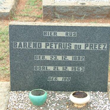 PREEZ Barend Petrus, du 1882-1963