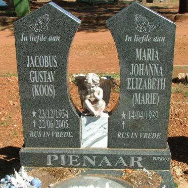 PIENAAR Jacobus Gustav 1934-2005 &amp; Maria Johanna Elizabeth 1939