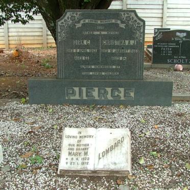 PIERCE Dirk C. -1953 &amp; Christina A.J. -1965 :: LOMBAARD Mary M 1923-1972