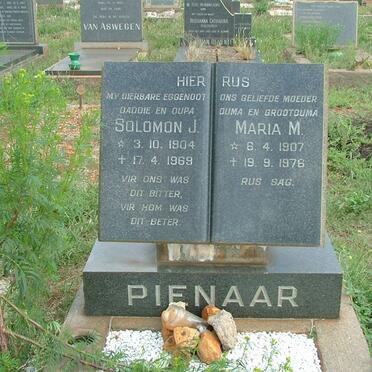 PIENAAR Solomon J. 1904-1969 &amp; Maria M. 1907-1976