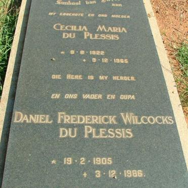 PLESSIS Daniel Frederick Wilcocks, du 1905-1986 &amp; Cecilia Maria 1922-1965