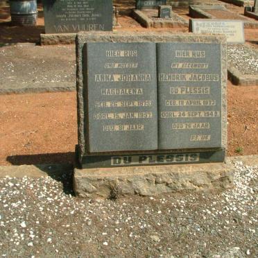 PLESSIS Hendrik Jacobus, du 1873-1949 &amp; Anna Johanna Magdalena 1875-1957