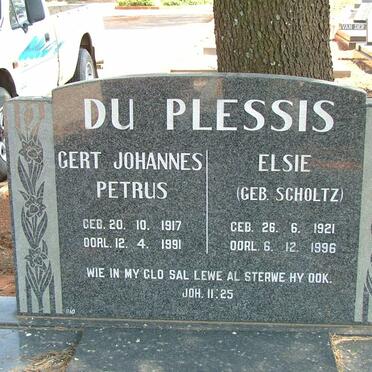 PLESSIS Gert Johannes Petrus, du 1917-1991 &amp; Elsie SCHOLTZ 1921-1996