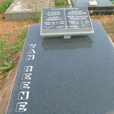 REENEN Albert Frederick, van  1907-1969 &amp; Mary Martha Magdalene 1919-2005