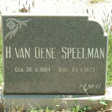 SPEELMAN H., Oene van 1904-1973