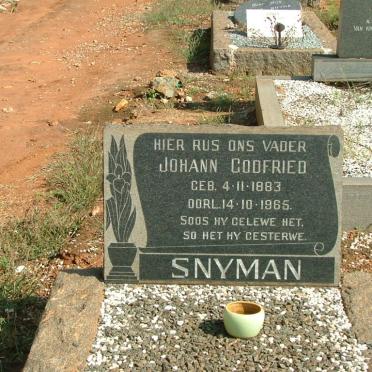 SNYMAN Johann Godfried 1883-1965