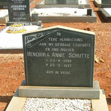 SCHUTTE Hendrika Annie 1942-1977