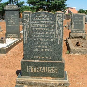 STRAUSS Jacobus Christoffel -1955 &amp; Aletta -1945